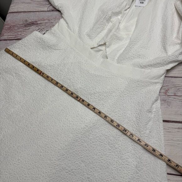 ShowPo Ashtina Midi Dress-V Neck Cut Out Puff Sleeve Dress in White Size 16 NEW - Picture 7 of 12